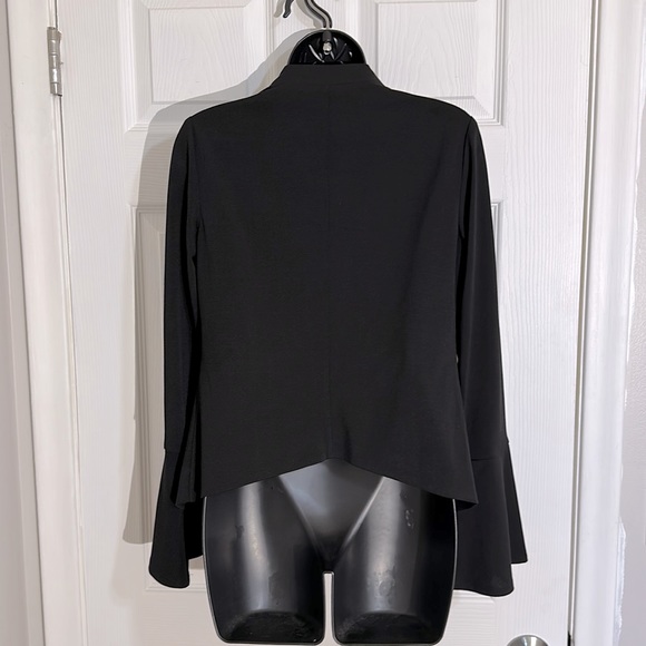 Adrianna Papell Black Bell Sleeve Open Front Asymmetrical Blazer Sz XS - Picture 9 of 12